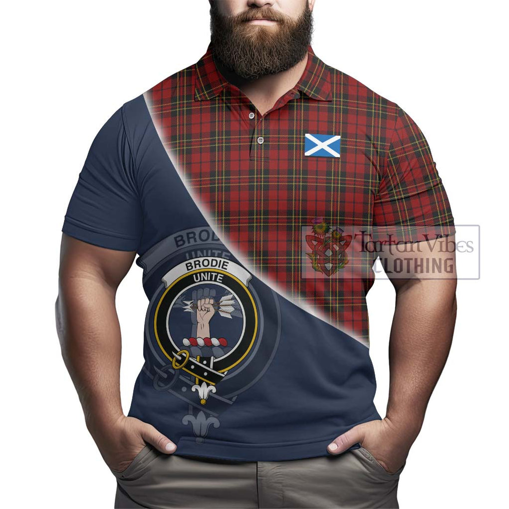 Brodie Tartan Polo Shirt with Personalised National Flag and Family Crest Half Style - Tartanvibesclothing Shop