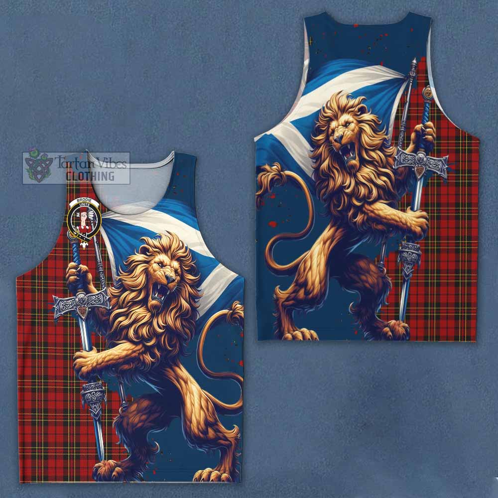 Tartan Vibes Clothing Brodie Tartan Family Crest Men's Tank Top with Scottish Majestic Lion