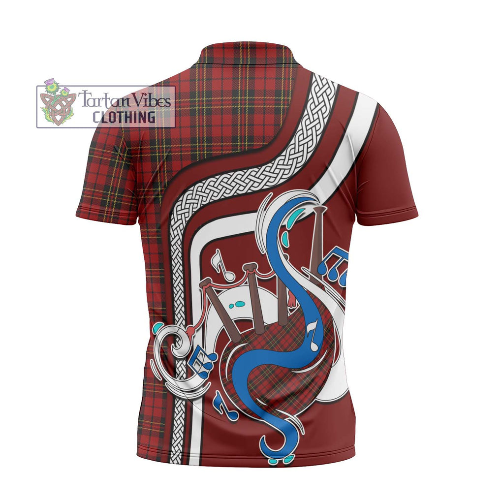 Brodie Tartan Zipper Polo Shirt with Epic Bagpipe Style - Tartanvibesclothing Shop