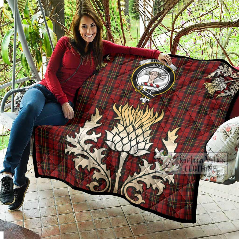 Tartan Vibes Clothing Brodie Tartan Quilt with Family Crest and Golden Thistle Style