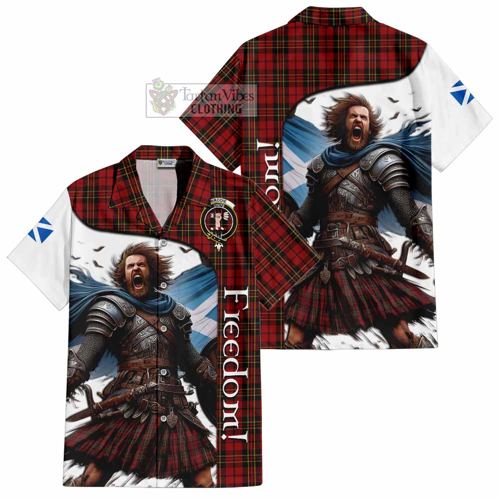 Tartan Vibes Clothing Brodie Crest Tartan Short Sleeve Button Shirt Inspired by the Freedom of Scottish Warrior