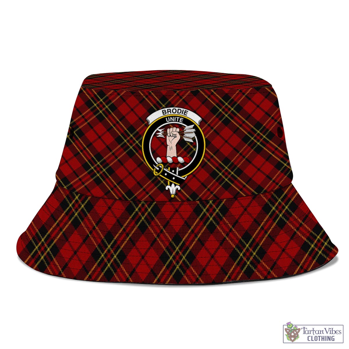 Tartan Vibes Clothing Brodie Tartan Bucket Hat with Family Crest