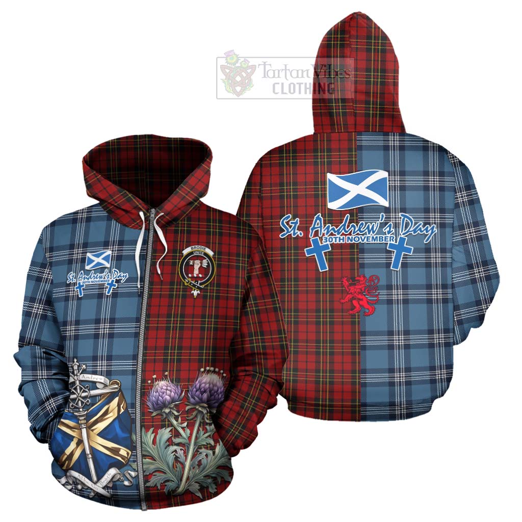 Tartan Vibes Clothing Brodie Tartan Hoodie Happy St. Andrew's Day Half Tartan Style