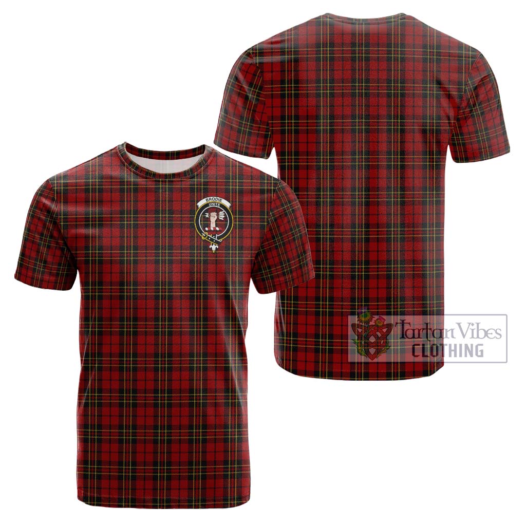 Tartan Vibes Clothing Brodie Tartan Cotton T-Shirt with Family Crest