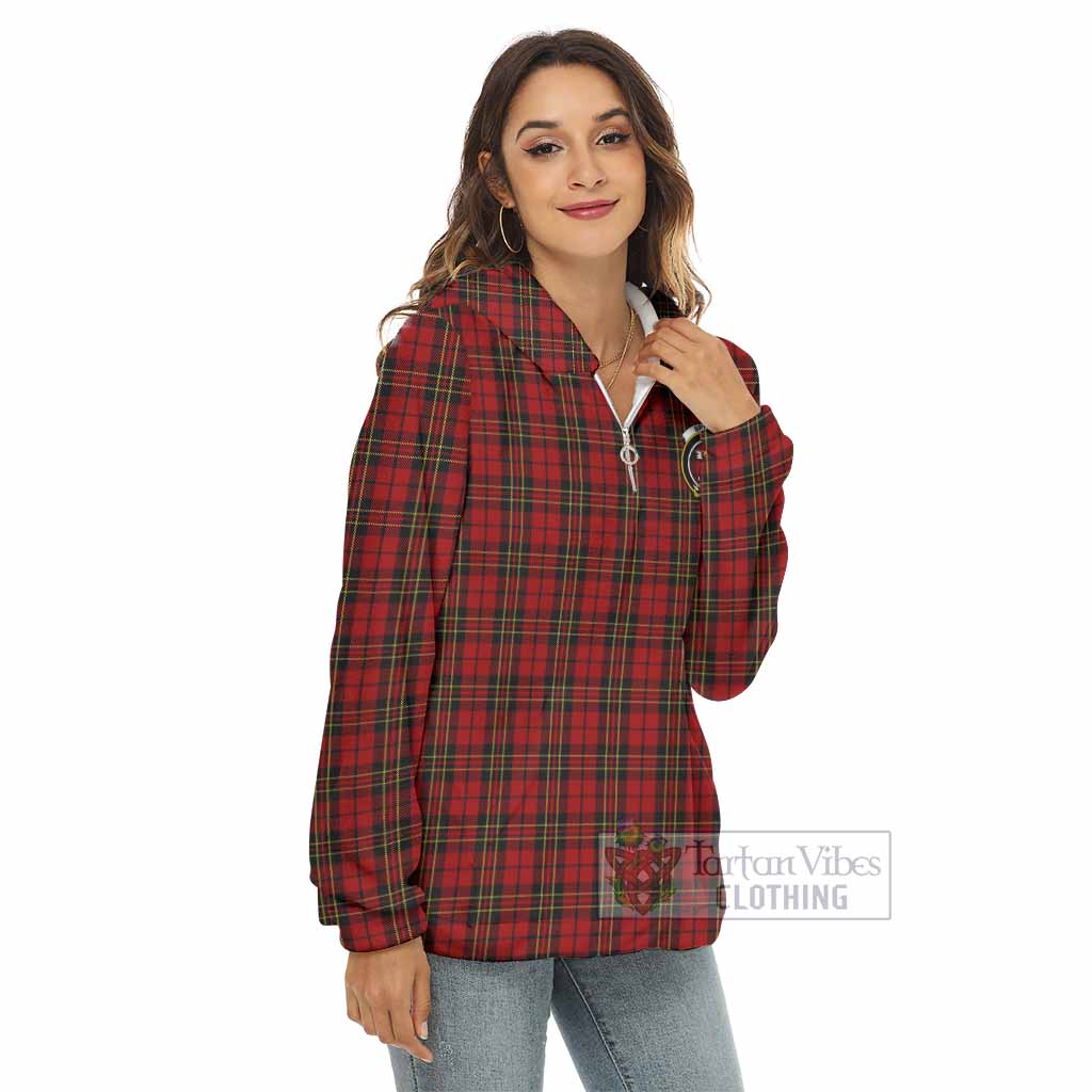 Tartan Vibes Clothing Brodie Tartan Crest Women's Borg  Half Zip Fleece Hoodie