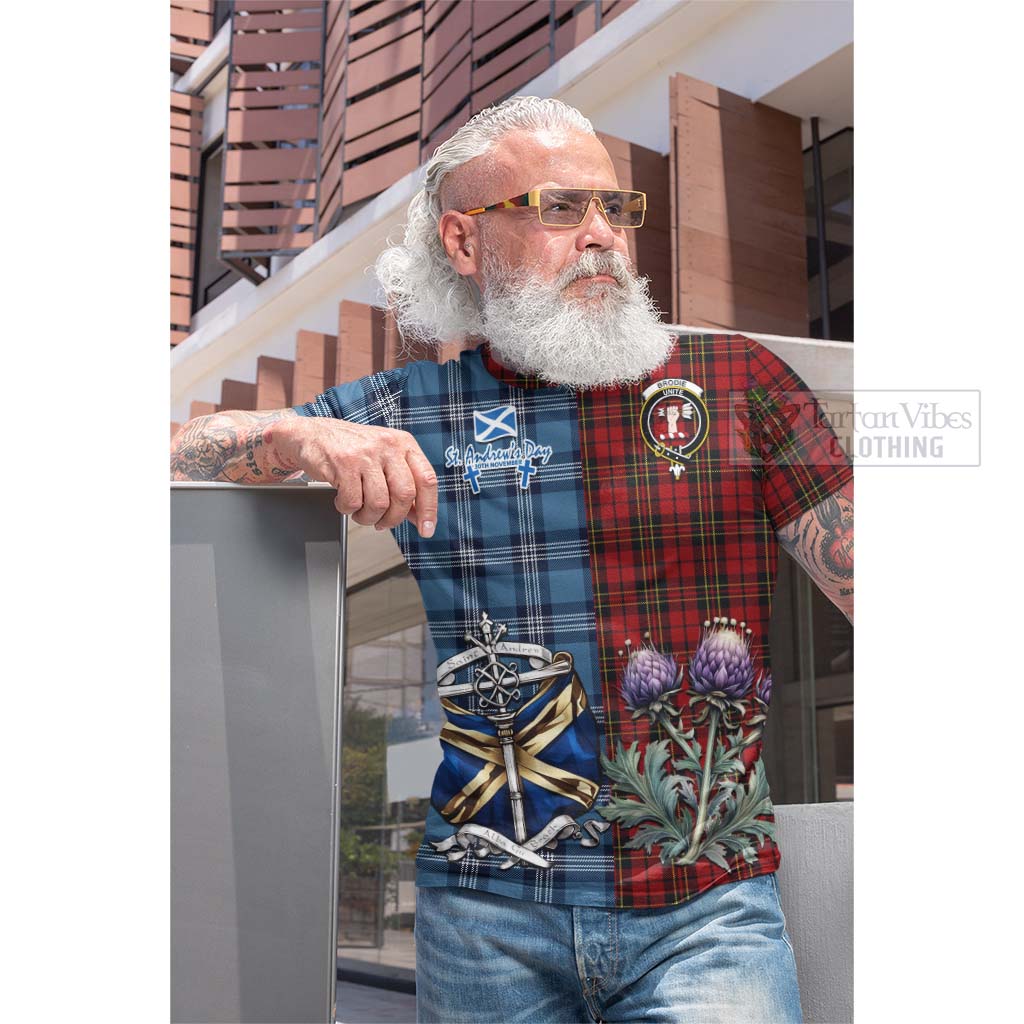 Tartan Vibes Clothing Brodie Tartan Cotton T-shirt Happy St. Andrew's Day Half Tartan Style