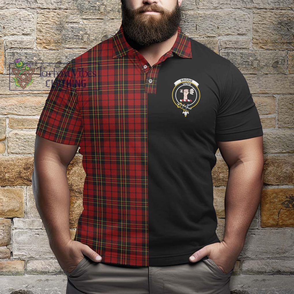 Brodie Tartan Polo Shirt with Family Crest and Half Of Me Style - Tartanvibesclothing Shop