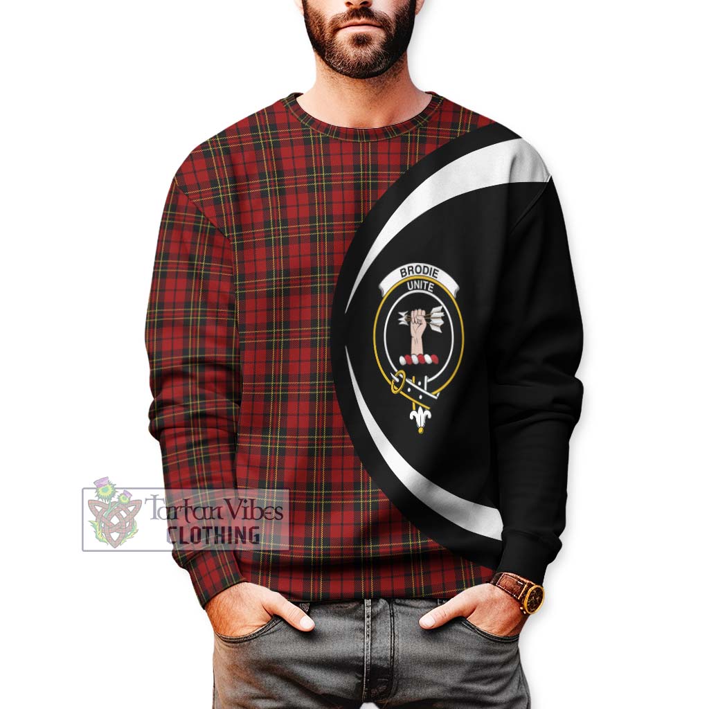 Brodie Tartan Sweatshirt with Family Crest Circle Style - Tartan Vibes Clothing