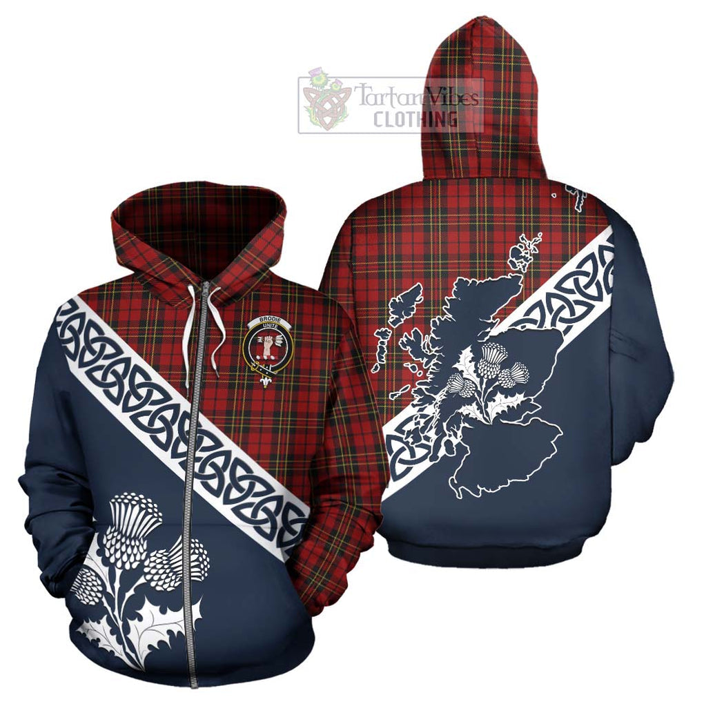 Tartan Vibes Clothing Brodie Tartan Hoodie Featuring Thistle and Scotland Map