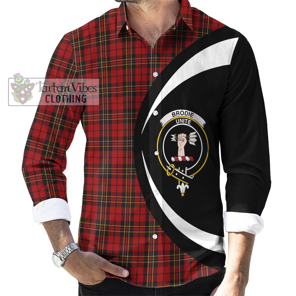 Tartan Vibes Clothing Brodie Tartan Long Sleeve Button Up with Family Crest Circle Style