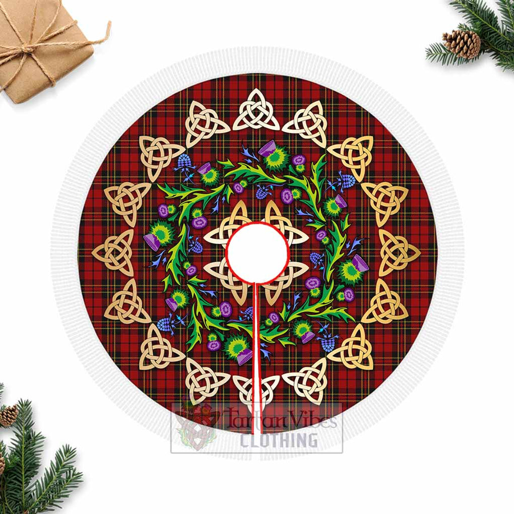 Tartan Vibes Clothing Brodie Tartan Christmas Tree Skirt with Thistle Celtic Knot Style