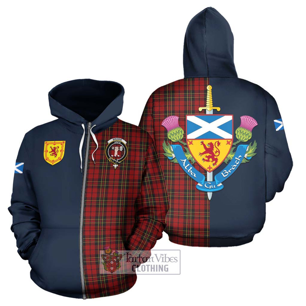 Tartan Vibes Clothing Brodie Tartan Hoodie with Scottish Lion Royal Arm Half Style