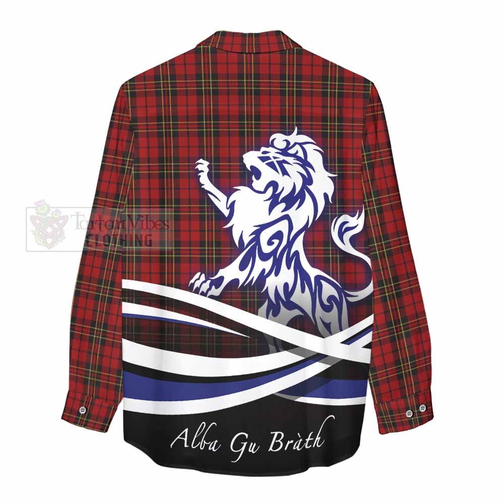 Tartan Vibes Clothing Brodie Tartan Women's Casual Shirt with Alba Gu Brath Regal Lion Emblem