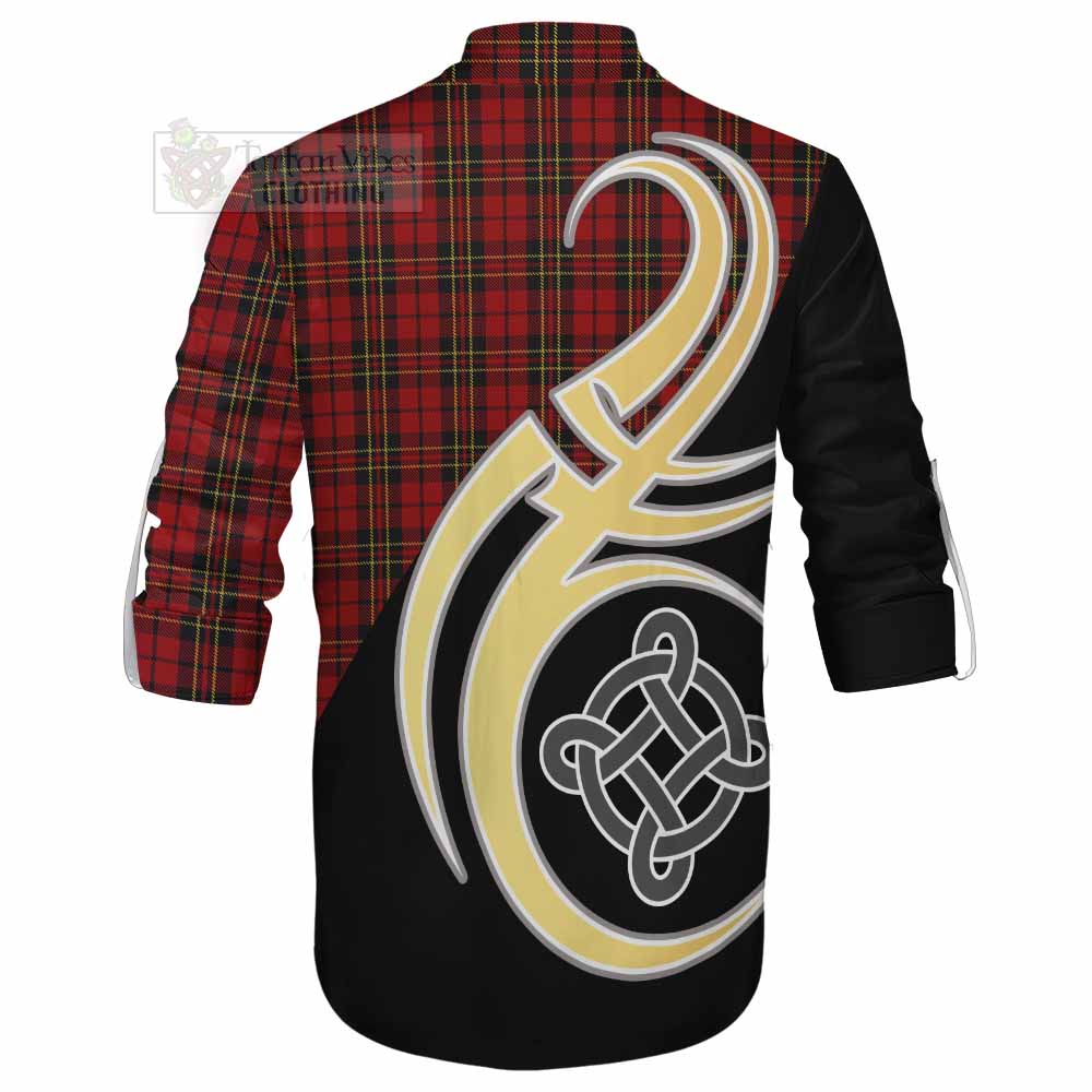 Tartan Vibes Clothing Brodie Tartan Ghillie Kilt Shirt with Family Crest and Celtic Symbol Style