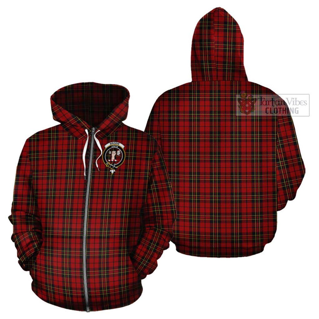 Brodie Tartan Cotton Hoodie with Family Crest Zip Hoodie - Tartan Vibes Clothing