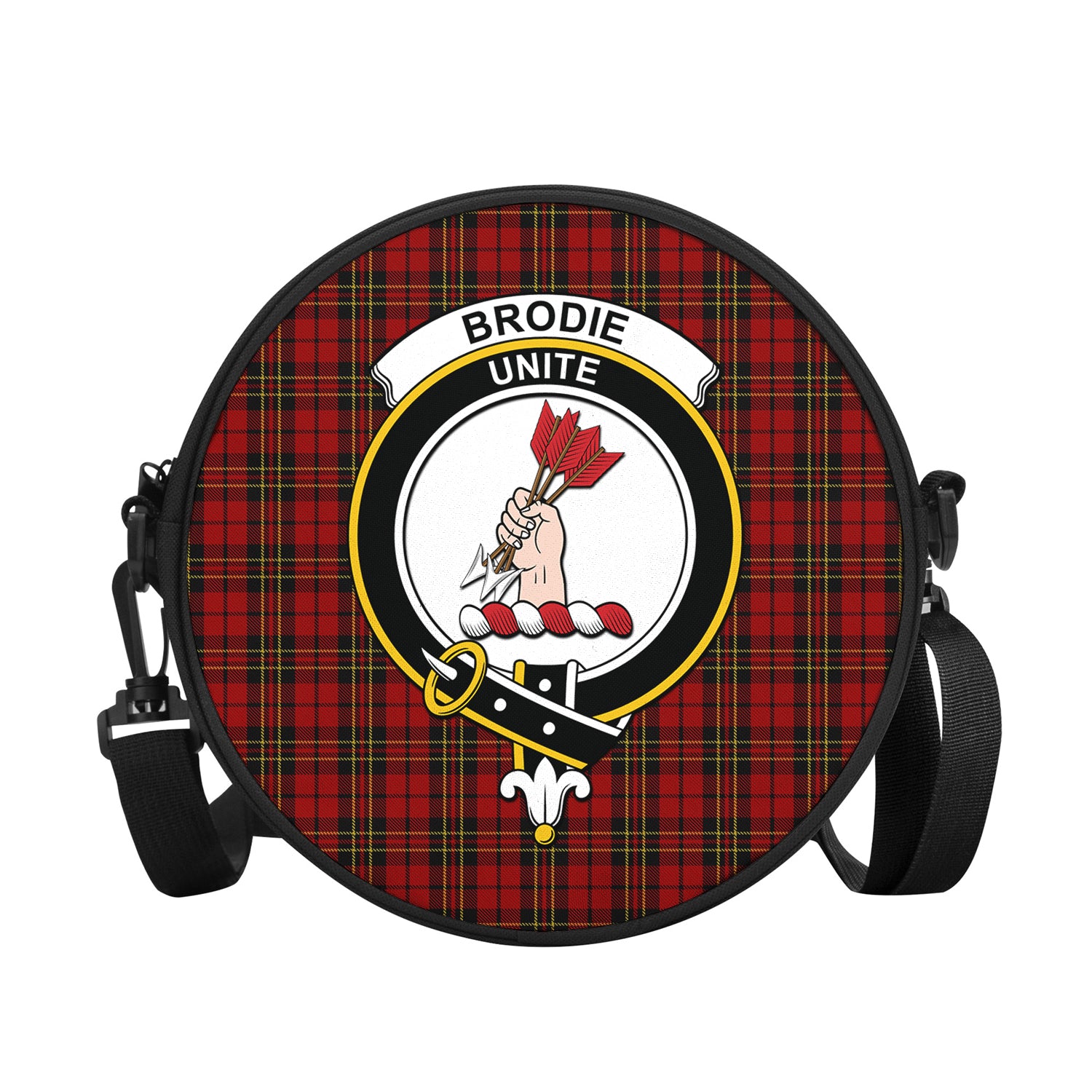 Brodie Tartan Round Satchel Bags with Family Crest - Tartanvibesclothing