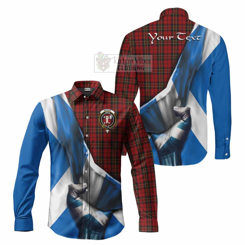 Tartan Vibes Clothing Brodie Tartan Long Sleeve Button Shirt with Family Crest Scotland Patriotic Style