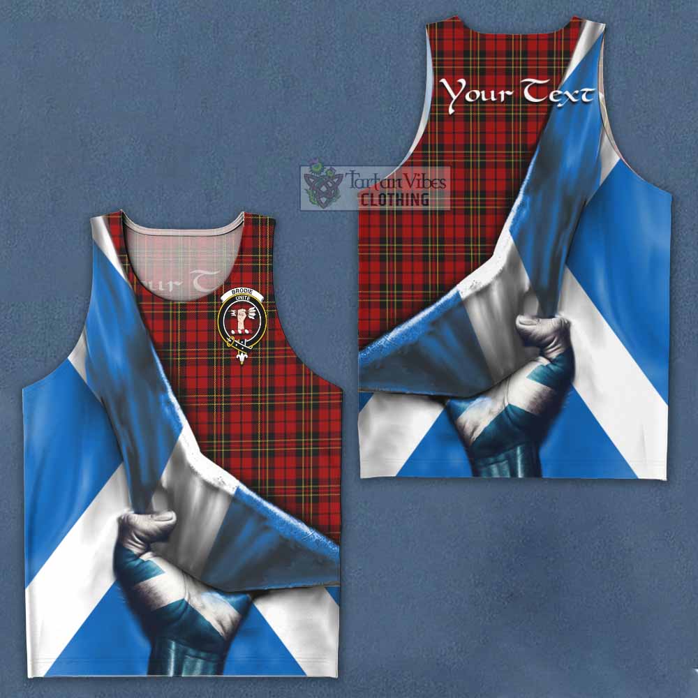 Tartan Vibes Clothing Brodie Tartan Men's Tank Top with Family Crest Scotland Patriotic Style