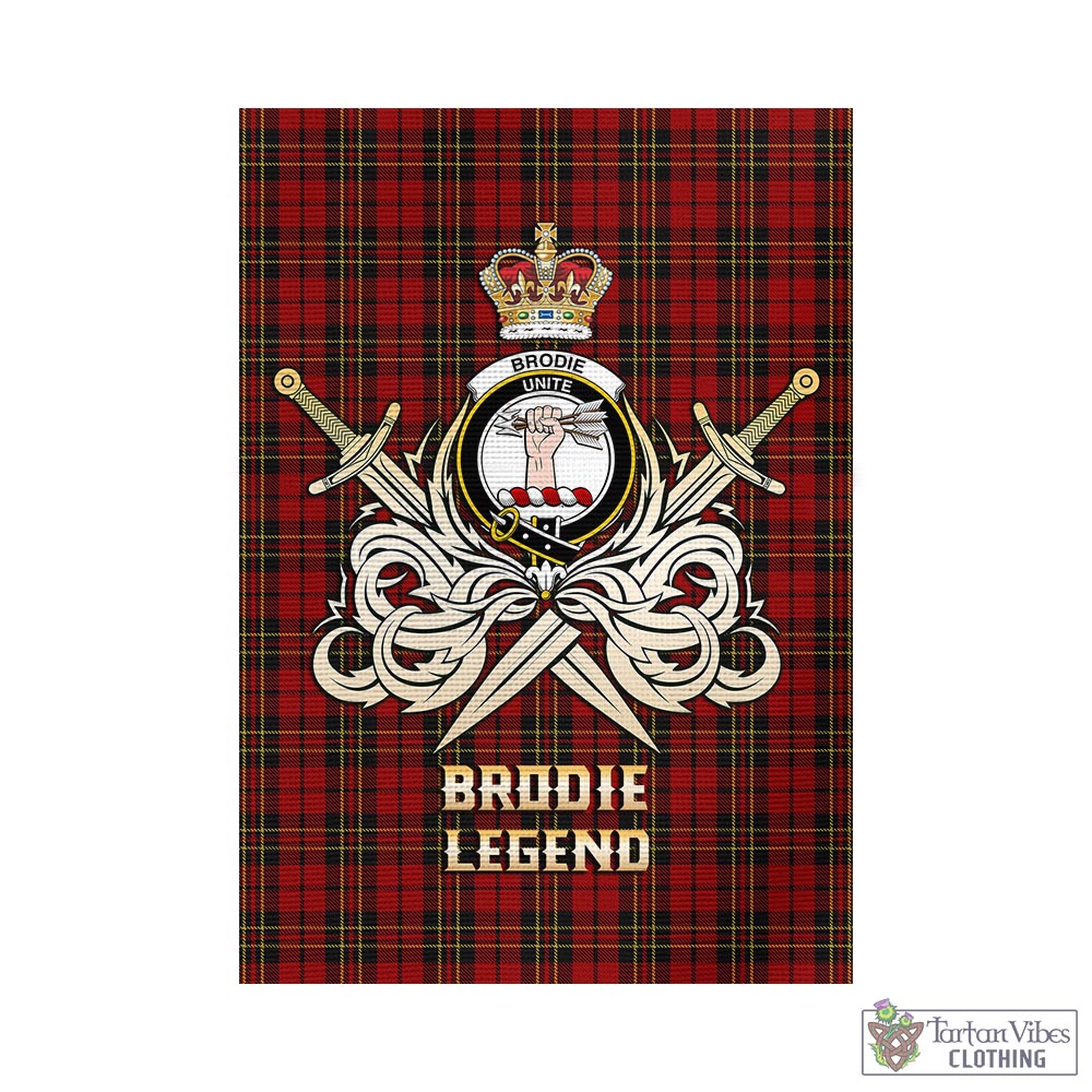 Tartan Vibes Clothing Brodie Tartan Flag with Clan Crest and the Golden Sword of Courageous Legacy