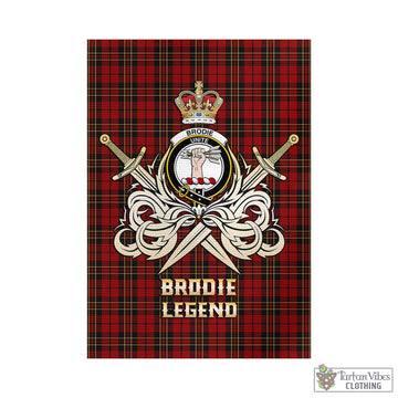 Brodie Tartan Garden Flag with Clan Crest and the Golden Sword of Courageous Legacy - Tartan Vibes Clothing