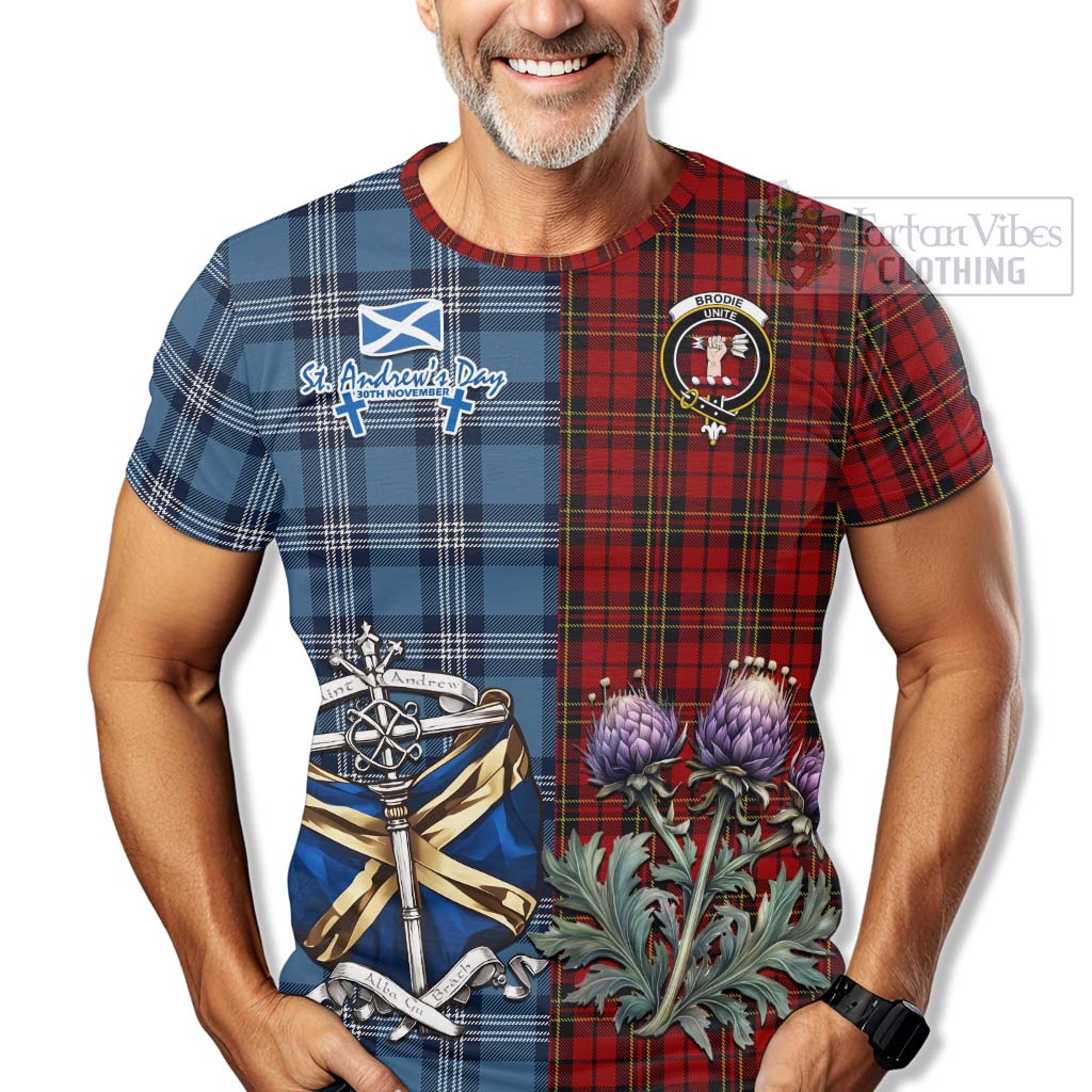 Tartan Vibes Clothing Brodie Tartan T-Shirt Happy St. Andrew's Day Half Tartan Style