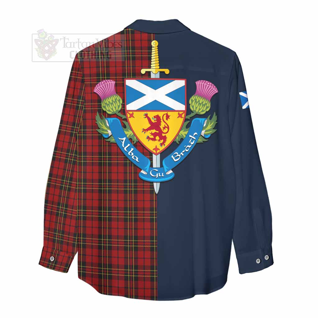 Tartan Vibes Clothing Brodie Tartan Women's Casual Shirt Alba with Scottish Lion Royal Arm Half Style