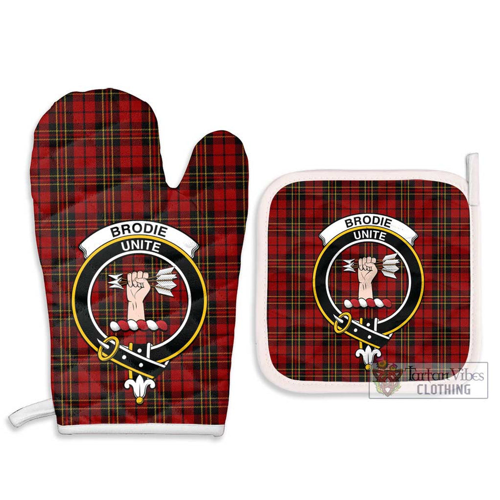 Brodie Tartan Combo Oven Mitt & Pot-Holder with Family Crest Combo 1 Oven Mitt & 2 Pot-Holder White - Tartan Vibes Clothing