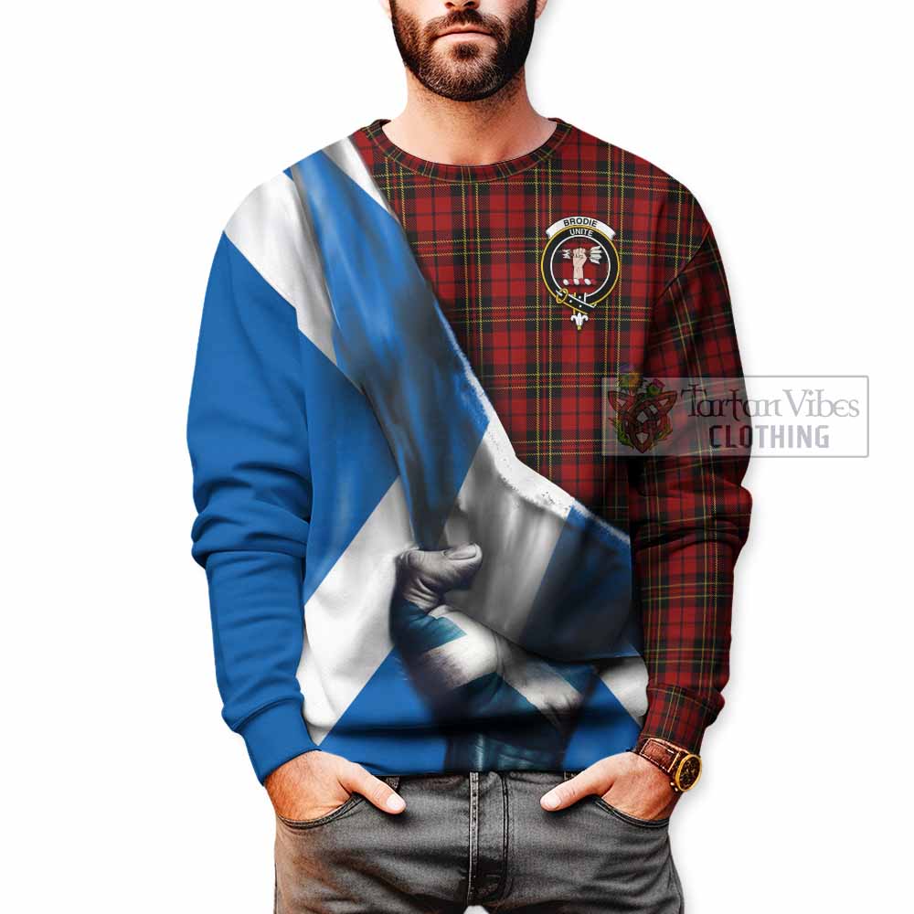 Tartan Vibes Clothing Brodie Tartan Sweatshirt with Family Crest Scotland Patriotic Style