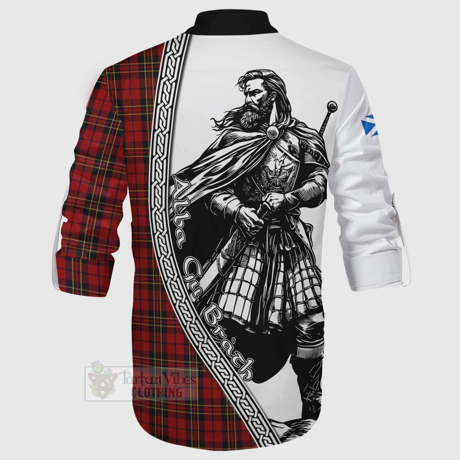 Tartan Vibes Clothing Brodie Tartan Clan Crest Ghillie Kilt Shirt with Highlander Warrior Celtic Style