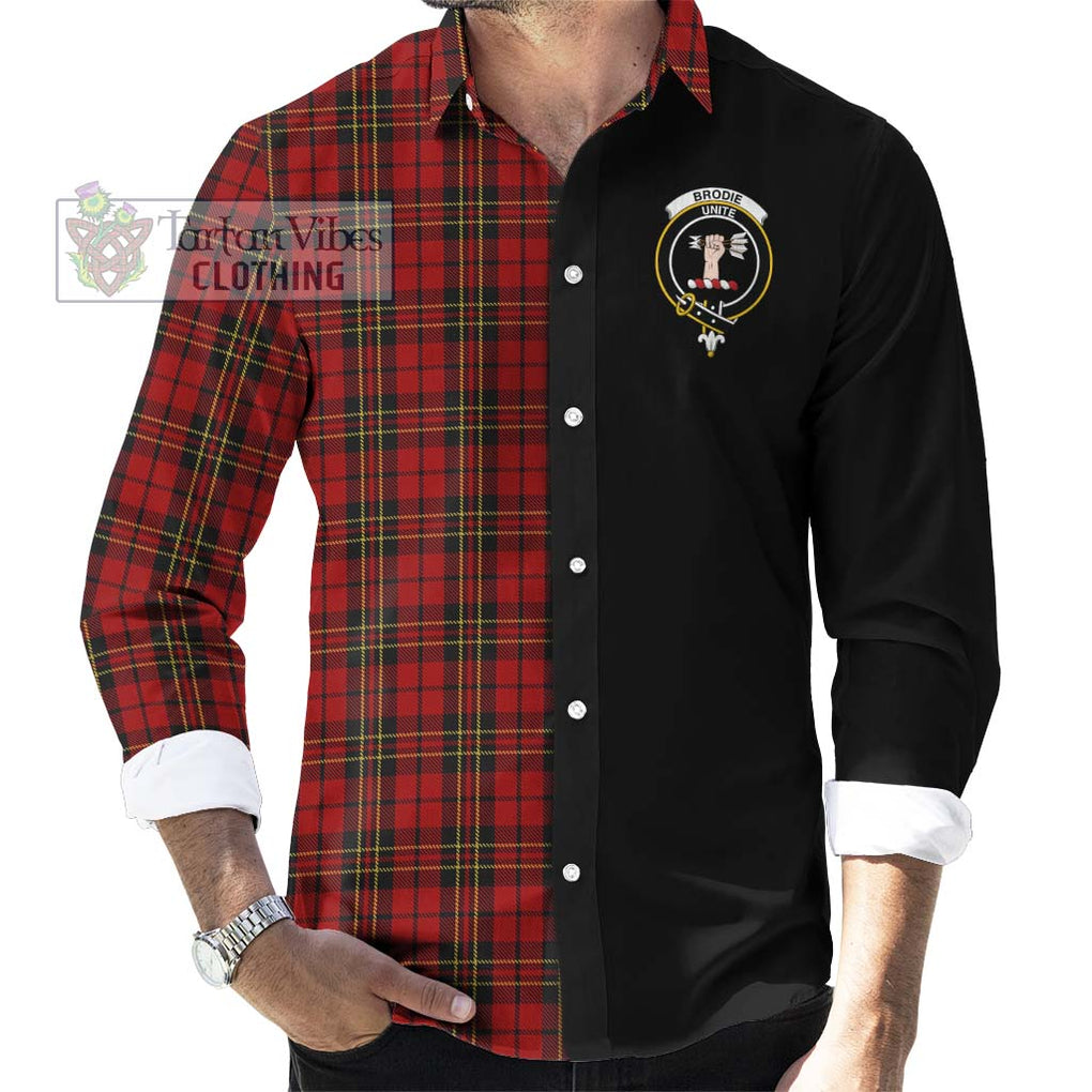 Brodie Tartan Long Sleeve Button Shirt with Family Crest and Half Of Me Style - Tartanvibesclothing Shop