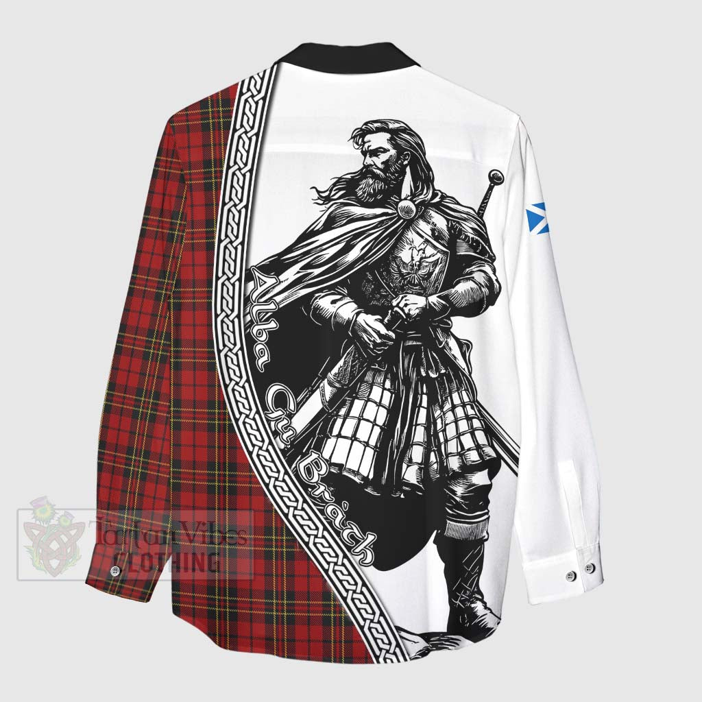 Tartan Vibes Clothing Brodie Tartan Clan Crest Women's Casual Shirt with Highlander Warrior Celtic Style