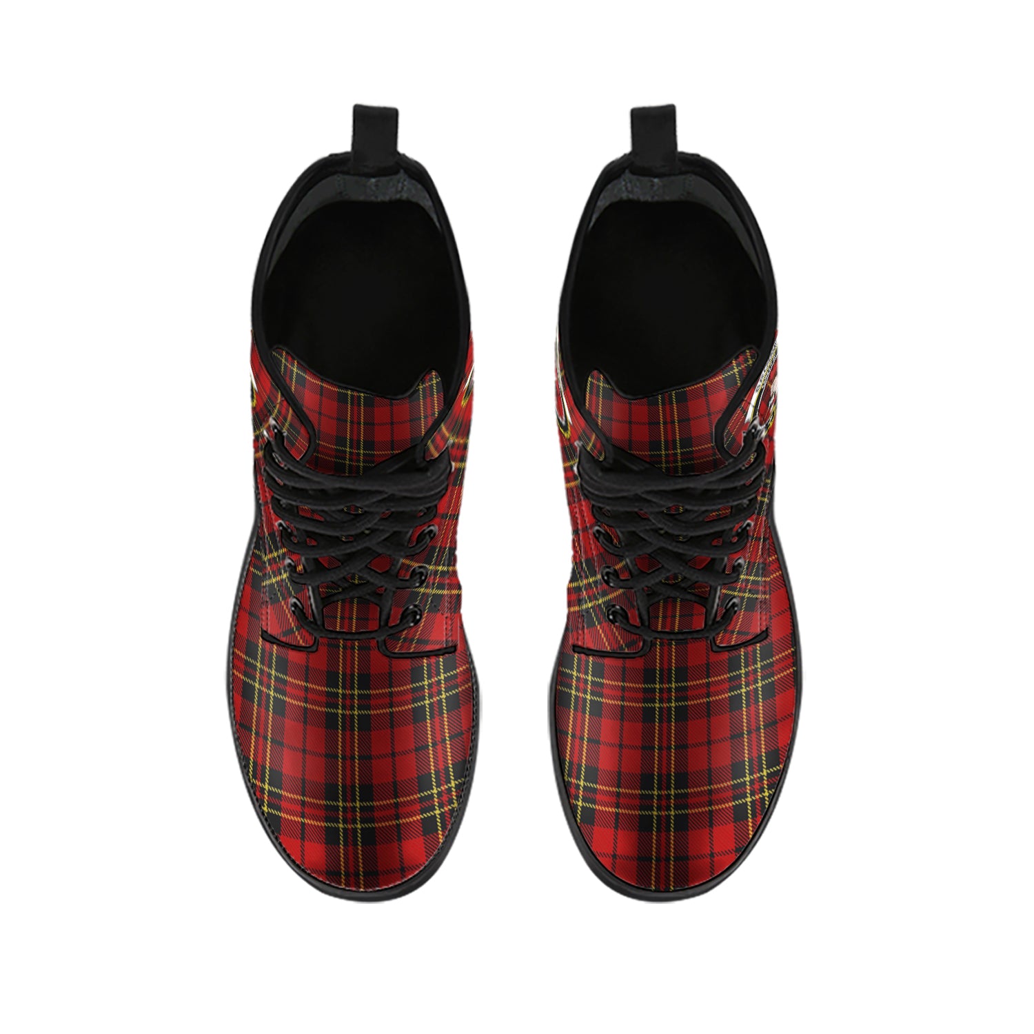 Brodie Tartan Leather Boots with Family Crest - Tartanvibesclothing