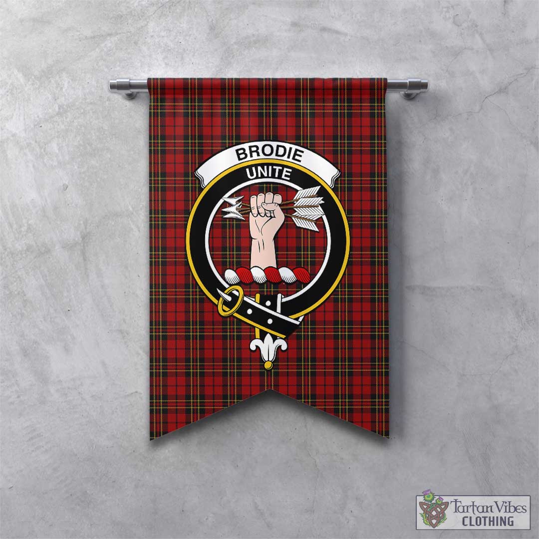 Tartan Vibes Clothing Brodie Tartan Gonfalon, Tartan Banner with Family Crest