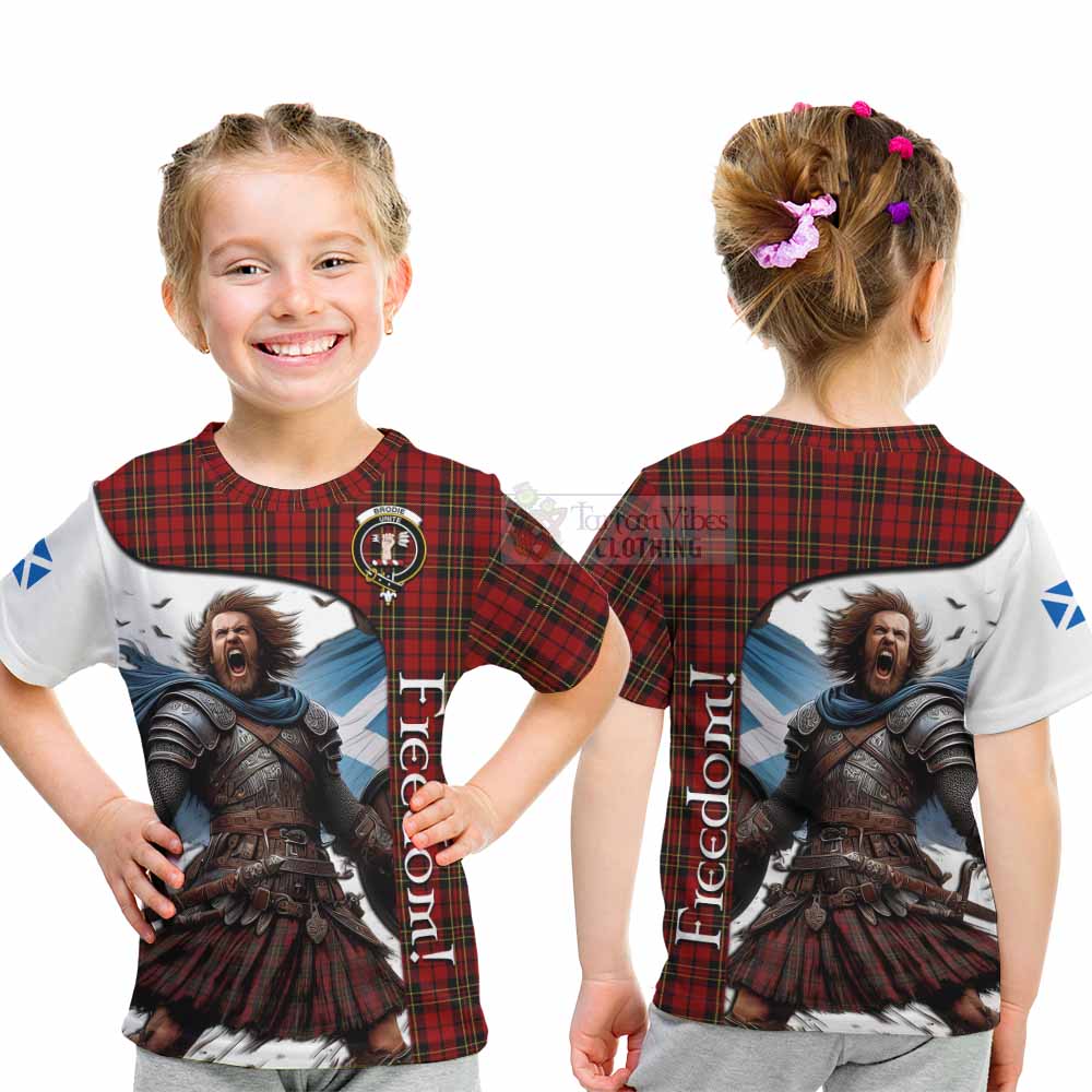 Tartan Vibes Clothing Brodie Crest Tartan Kid T-Shirt Inspired by the Freedom of Scottish Warrior