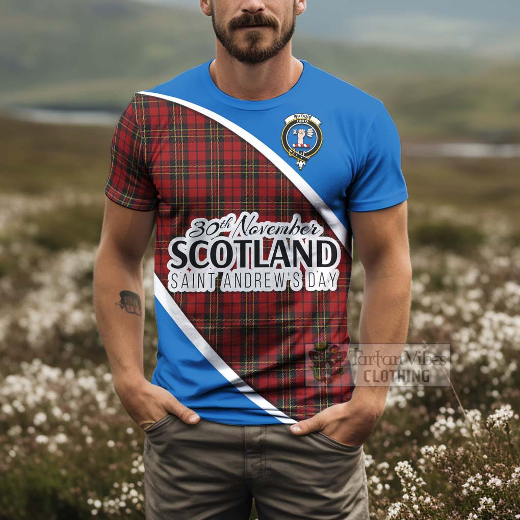 Tartan Vibes Clothing Brodie Family Crest Tartan T-Shirt Celebrate Saint Andrew's Day in Style