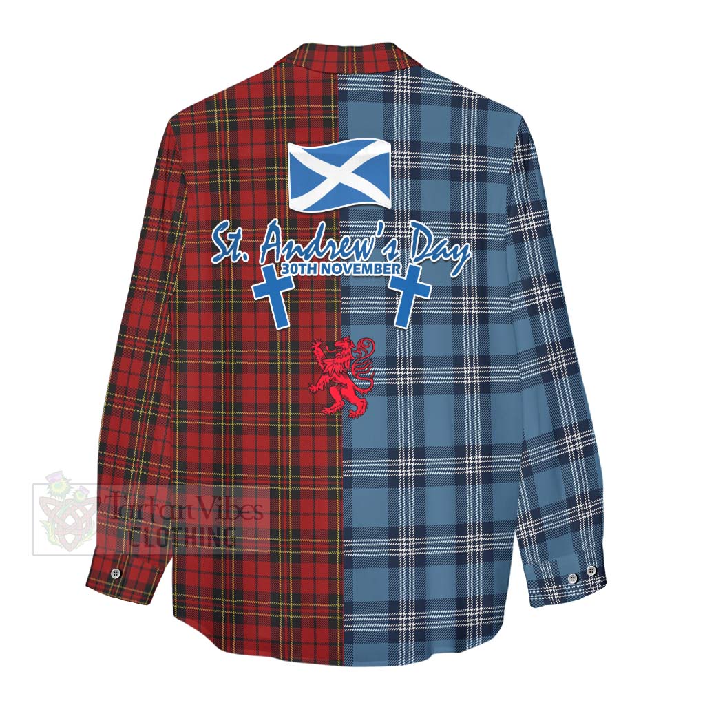 Tartan Vibes Clothing Brodie Tartan Women's Casual Shirt Happy St. Andrew's Day Half Tartan Style