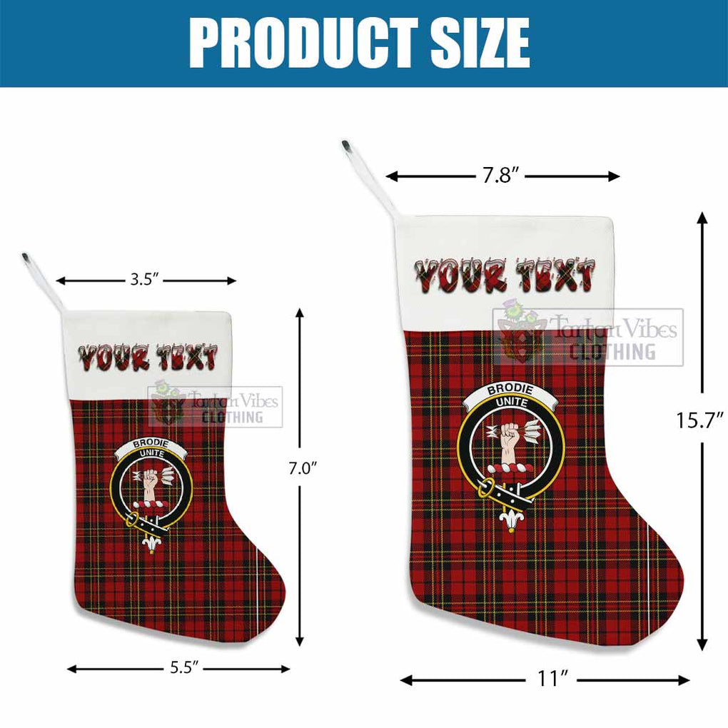 Tartan Vibes Clothing Brodie Tartan Family Crest Christmas Stocking with Personalized Text