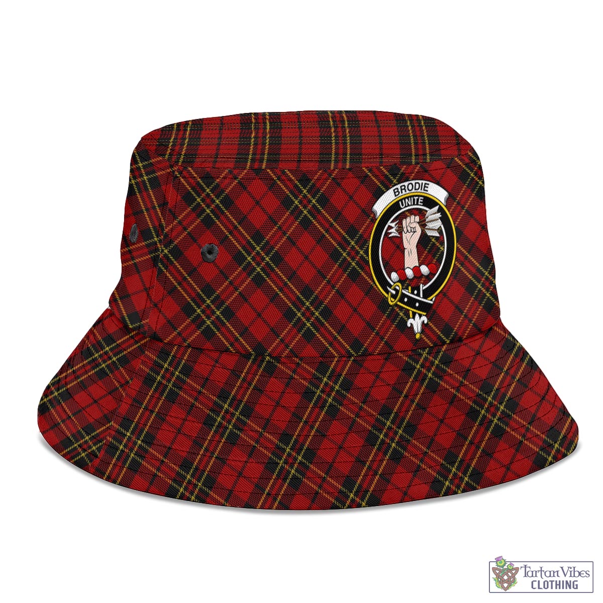 Tartan Vibes Clothing Brodie Tartan Bucket Hat with Family Crest