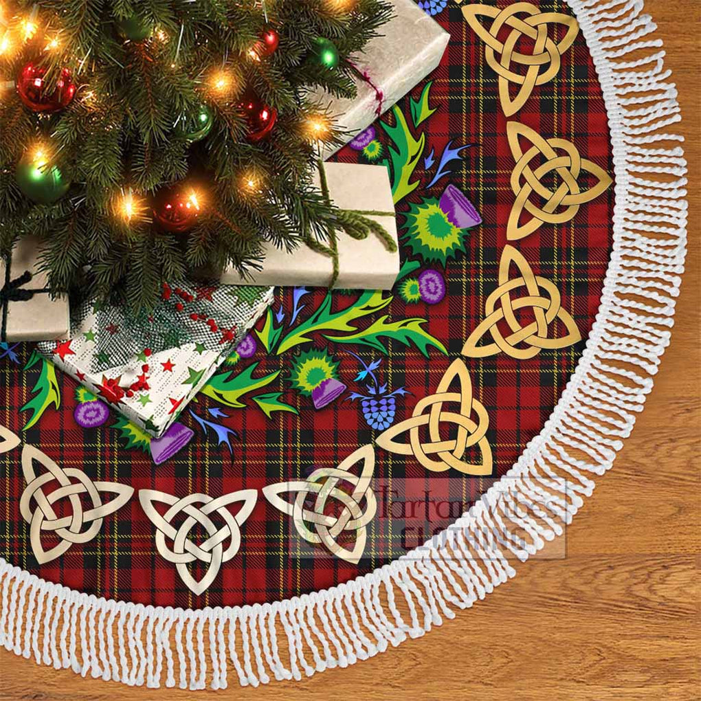 Tartan Vibes Clothing Brodie Tartan Christmas Tree Skirt with Thistle Celtic Knot Style