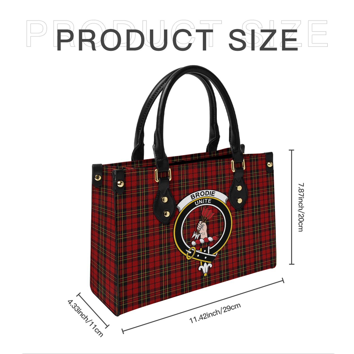 Brodie Tartan Leather Bag with Family Crest - Tartanvibesclothing