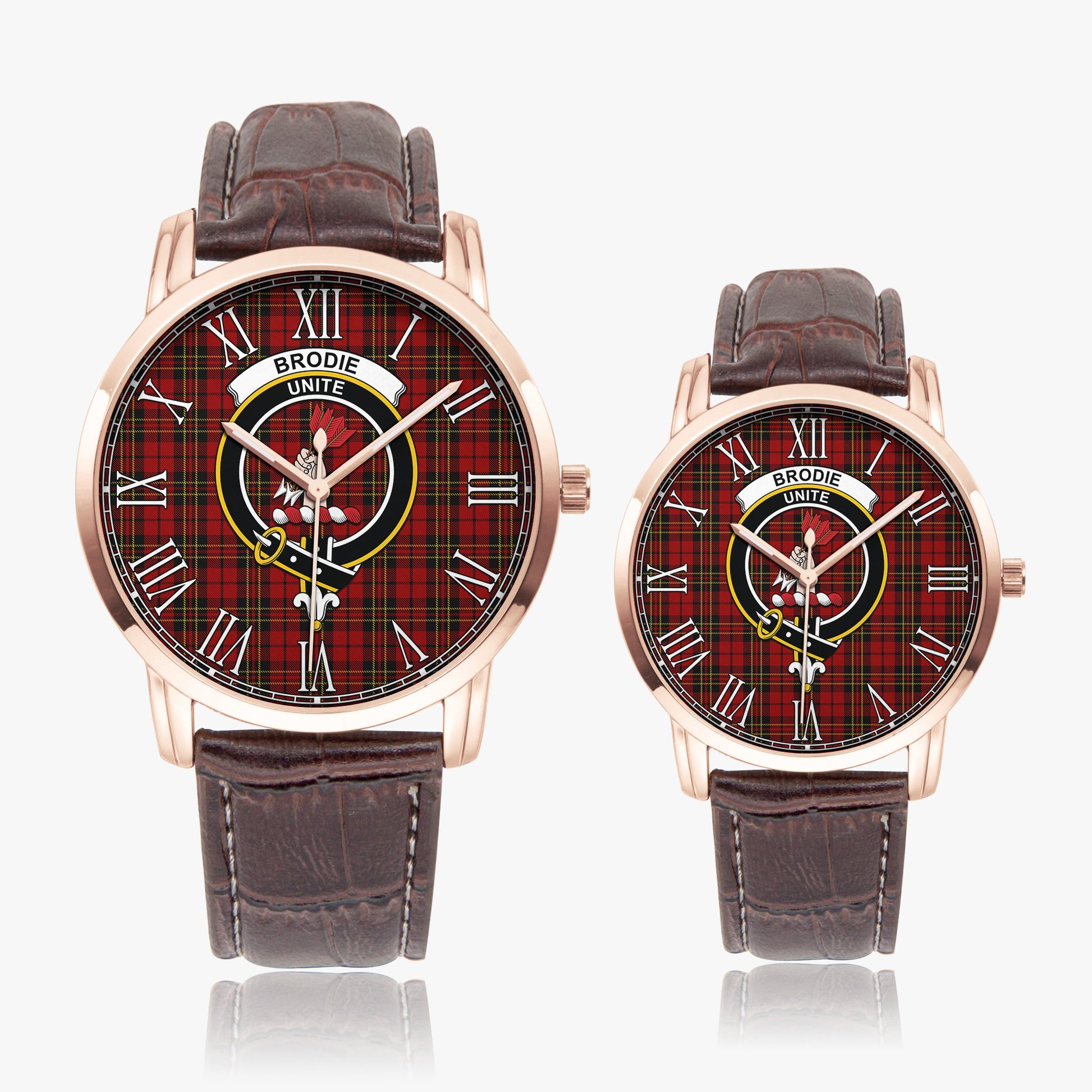 Brodie Tartan Family Crest Leather Strap Quartz Watch - Tartanvibesclothing