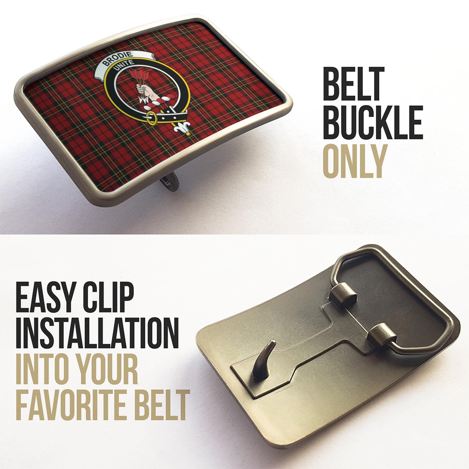 Brodie Tartan Belt Buckles with Family Crest - Tartan Vibes Clothing