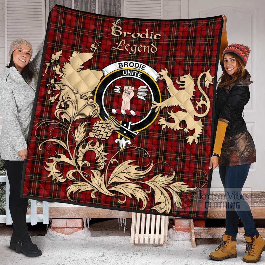 Tartan Vibes Clothing Brodie Tartan Quilt with Family Crest and Scottish Symbol Style