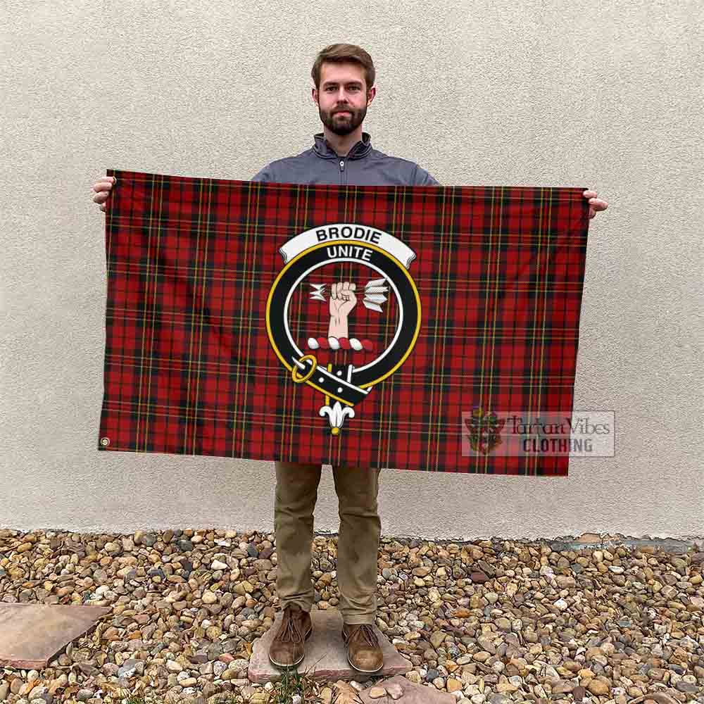 Tartan Vibes Clothing Brodie Tartan House Flag with Family Crest