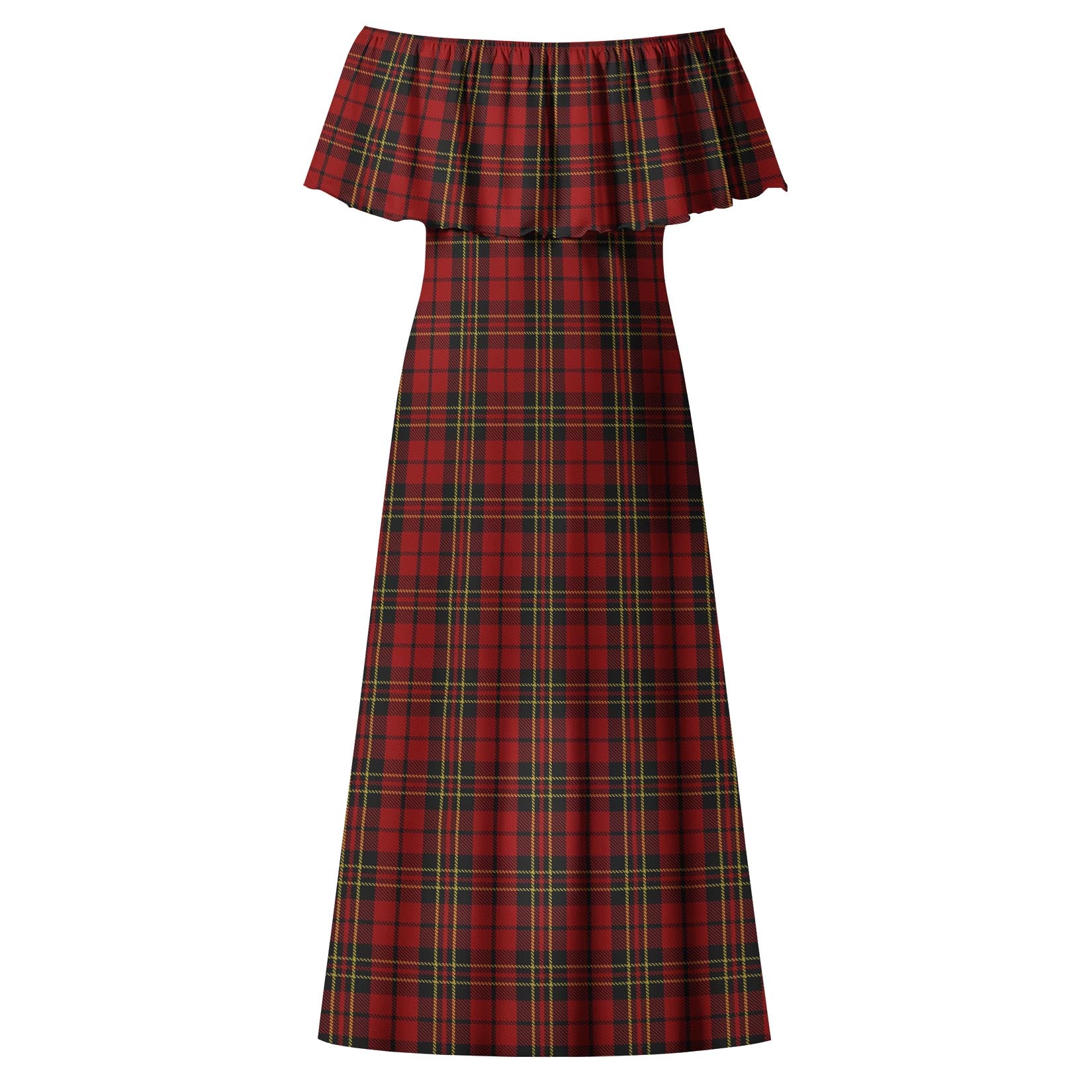 Brodie Tartan Off Shoulder Long Dress - Tartanvibesclothing