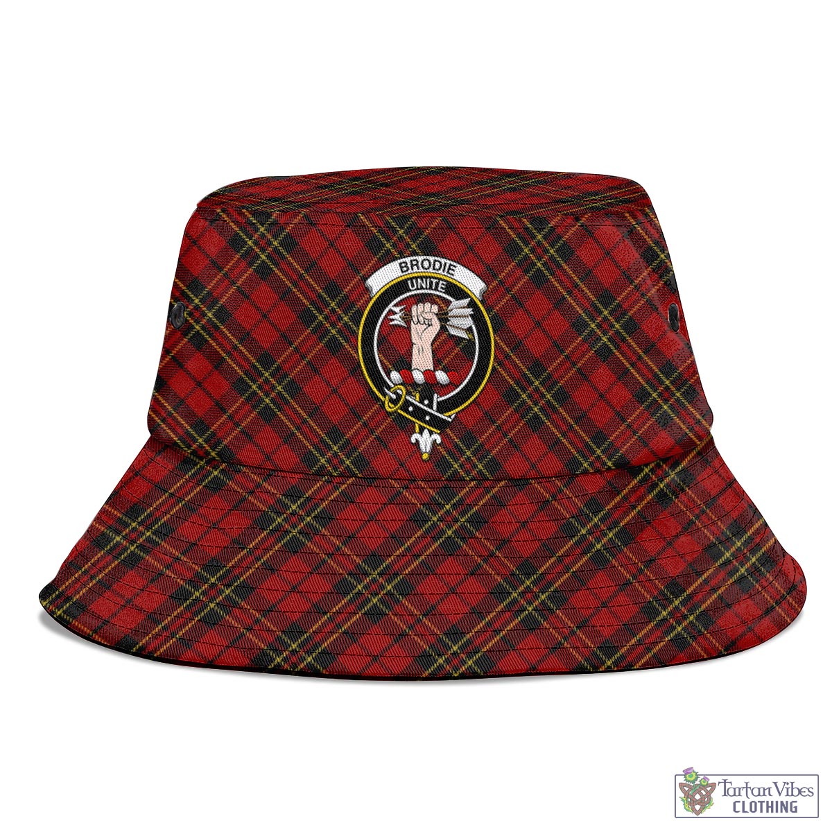 Tartan Vibes Clothing Brodie Tartan Bucket Hat with Family Crest