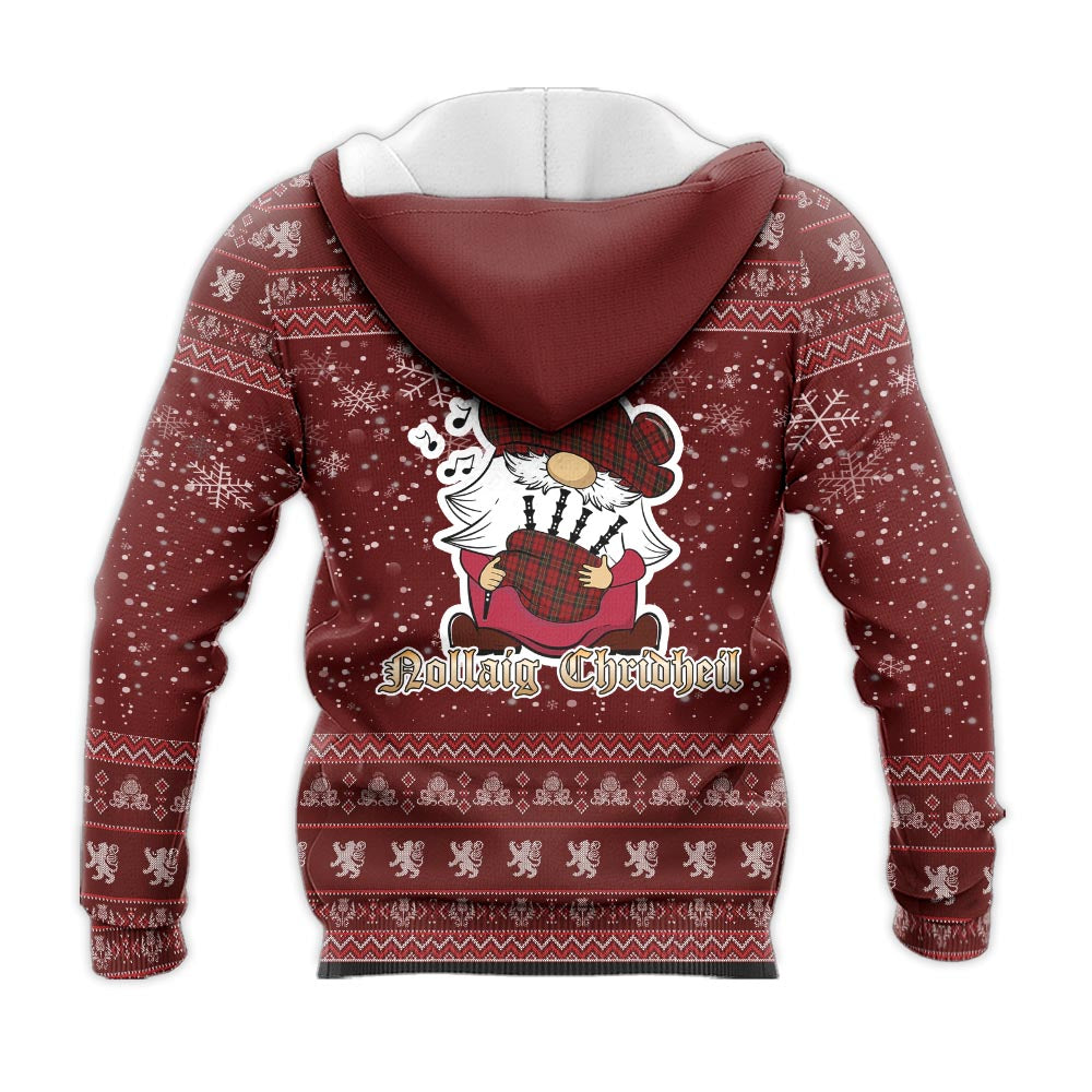 Brodie Clan Christmas Knitted Hoodie with Funny Gnome Playing Bagpipes - Tartanvibesclothing