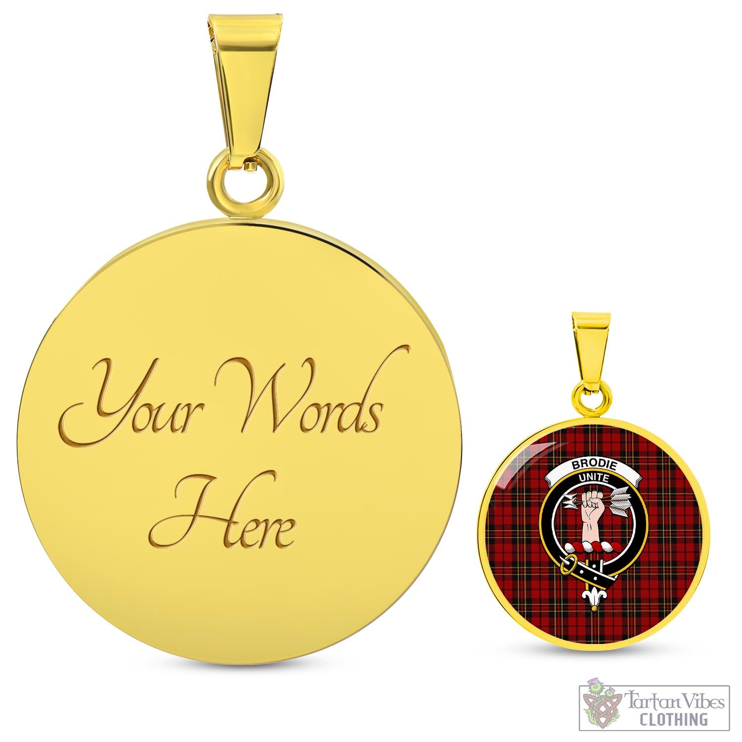 Tartan Vibes Clothing Brodie Tartan Circle Necklace with Family Crest