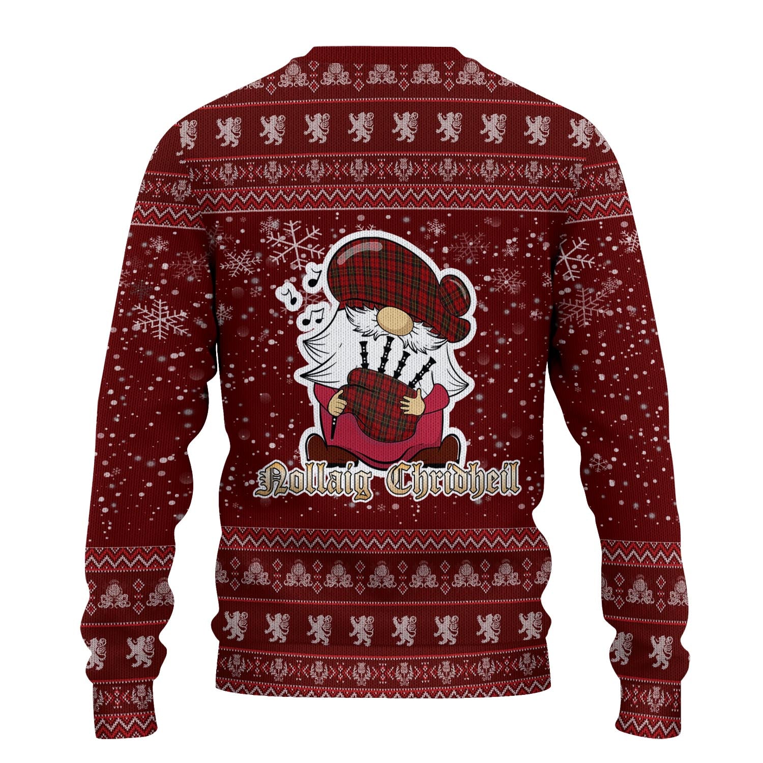 Brodie Clan Christmas Family Knitted Sweater with Funny Gnome Playing Bagpipes - Tartanvibesclothing