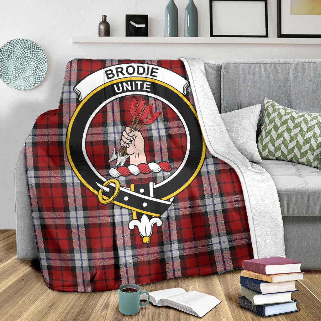 Brodie Dress Tartan Blanket with Family Crest X-Large 59 x 79 inches 150 x 200 cm - Tartan Vibes Clothing